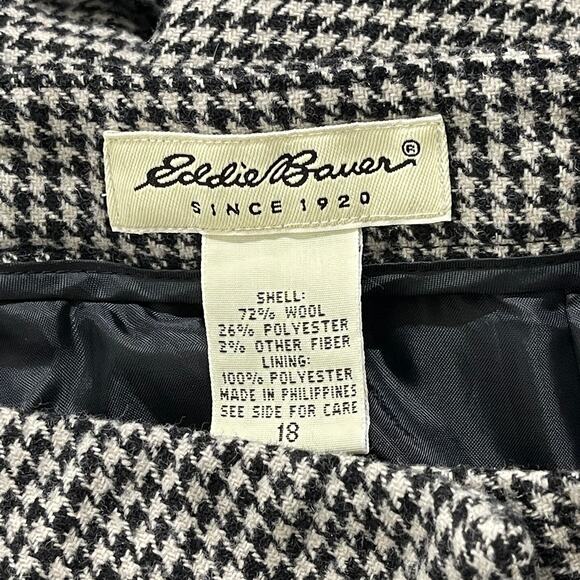 Eddie Bauer Pants Womens Plus Size 18 Black Beige Wool Blend Lined Academia - Picture 3 of 7